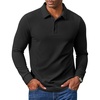image:imageCOOFANDY Mens Long Sleeve Polo Shirts Casual Corduroy Polo TeeBlack