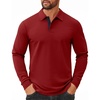 image:imageCOOFANDY Mens Long Sleeve Polo Shirts Cotton Collared Shirts Casual Business Polo Classic Golf T ShirtsRed