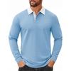 image:imageCOOFANDY Mens Long Sleeve Polo Shirts Cotton Collared Shirts Casual Business Polo Classic Golf T ShirtsSky Blue