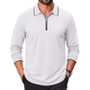 image:imageCOOFANDY Mens Long Sleeve Polo Shirts Cotton Quarter Zip Pullover ShirtWhite