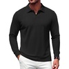 image:imageCOOFANDY Mens Polo Shirts Casual Long Sleeve Knit Polo Sweater Golf ShirtsBlack