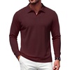 image:imageCOOFANDY Mens Polo Shirts Casual Long Sleeve Knit Polo Sweater Golf ShirtsWine Red