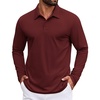 image:imageCOOFANDY Mens Polo Shirts Long Sleeve Button Golf Shirts Performance Quick Dry Sun Protection PolosWine Red