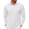 image:imageCOOFANDY Mens Polo Shirts Long Sleeve Cotton Pique Casual Button Polo TeeWhite