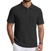 image:imageCOOFANDY Mens Polo Shirts Short Sleeve Casual Knit Textured Summer Shirt01black