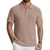image:imageCOOFANDY Mens Polo Shirts Short Sleeve Casual Knit Textured Summer ShirtKhaki