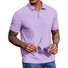 image:imageCOOFANDY Mens Polo Shirts Short Sleeve Cotton Pique Casual Button T Shirts Classic Fit Collared Golf ShirtsLight Purple