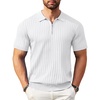 image:imageCOOFANDY Mens Quarter Zip Polo Shirt Short Sleeve Ribbed Knit Golf TeeWhite