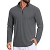 image:imageCOOFANDY Mens Quarter Zip Pullover Athletic Golf Mock Neck SweatshirtGrey Heather