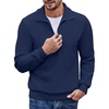 image:imageCOOFANDY Mens Soft Quarter Zip Pullover Mock Neck Corduroy SweatshirtDeep Blue