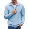 image:imageCOOFANDY Mens Soft Quarter Zip Pullover Mock Neck Corduroy SweatshirtDenim Blue