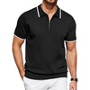 image:imageCOOFANDY Mens Zipper Polo Shirt Casual Knit Short Sleeve Polo Golf T Shirt1black