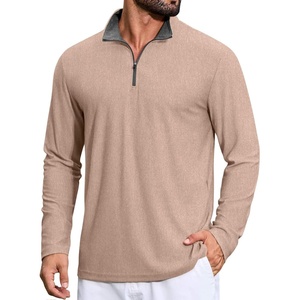 image:imageCOOFANDY Mens Quarter Zip Pullover Athletic Golf Mock Neck SweatshirtKhaki