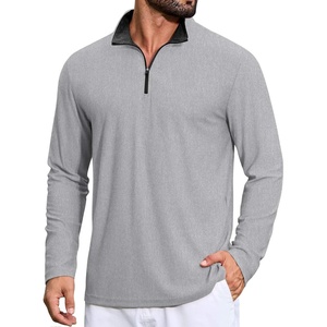 image:imageCOOFANDY Mens Quarter Zip Pullover Athletic Golf Mock Neck SweatshirtLight Grey