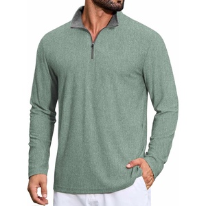 image:imageCOOFANDY Mens Quarter Zip Pullover Athletic Golf Mock Neck SweatshirtSea Green