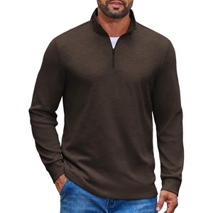 image:imageCOOFANDY Mens Quarter Zip Pullover Casual Long Sleeve Knit Mock Neck Sweatshirt Lightweight Polo SweaterChestnut Brown