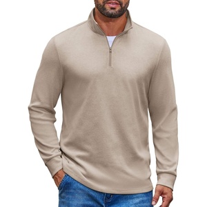 image:imageCOOFANDY Mens Quarter Zip Pullover Casual Long Sleeve Knit Mock Neck Sweatshirt Lightweight Polo SweaterMoon Gray