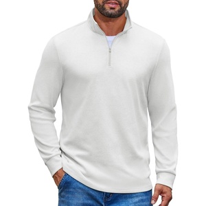 image:imageCOOFANDY Mens Quarter Zip Pullover Casual Long Sleeve Knit Mock Neck Sweatshirt Lightweight Polo SweaterWhite