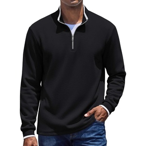 image:imageCOOFANDY Mens Quarter Zip Pullover Sweatshirt Mock Neck Sweater Long SleeveBlack