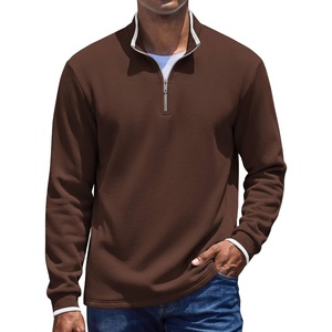 image:imageCOOFANDY Mens Quarter Zip Pullover Sweatshirt Mock Neck Sweater Long SleeveBrowna