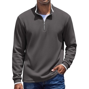 image:imageCOOFANDY Mens Quarter Zip Pullover Sweatshirt Mock Neck Sweater Long SleeveDark Gray