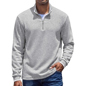 image:imageCOOFANDY Mens Quarter Zip Pullover Sweatshirt Mock Neck Sweater Long SleeveLight Grey Heather