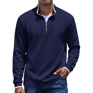 image:imageCOOFANDY Mens Quarter Zip Pullover Sweatshirt Mock Neck Sweater Long SleeveNavy Blue