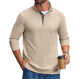 image:imageCOOFANDY Mens TShirts Quarter Pullover Lightweight Sweatshirt Casual ShirtLight Khaki