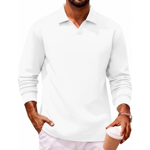 image:imageCOOFANDY Polo Shirts for Men Heavyweight Cotton V Neck Long SleeveAll White