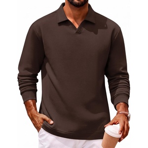 image:imageCOOFANDY Polo Shirts for Men Heavyweight Cotton V Neck Long SleeveBrown
