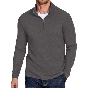image:imageCOOFANDY Quarter Zip Pullover Men Long Sleeve Sweatshirts for Men Fleece Sweater FallDark Grey