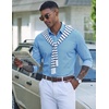 image:imageCOOFANDY Mens Dress Shirt Long Sleeve Wrinkle Free Casual Button Down ShirtBluewhite Star