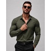 image:imageCOOFANDY Mens Muscle Fit Dress Shirts Long Sleeve Button Down ShirtsArmy Green