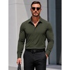 image:imageCOOFANDY Mens Muscle Fit Dress Shirts Long Sleeve Button Down ShirtsArmy Green