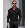 image:imageCOOFANDY Mens Muscle Fit Dress Shirts Long Sleeve Button Down ShirtsBlack