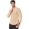 image:imageCOOFANDY Mens Muscle Fit Dress Shirts Wrinkle Free Long Sleeve Button Down ShirtLight Khaki