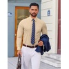 image:imageCOOFANDY Mens Muscle Fit Dress Shirts Wrinkle Free Long Sleeve Button Down ShirtLight Khaki
