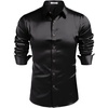 image:imageCOOFANDY Mens Silk Satin Dress Shirts Long Sleeve Shiny Button Down ShirtBlack