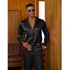 image:imageCOOFANDY Mens Silk Satin Dress Shirts Long Sleeve Shiny Button Down ShirtBlack