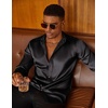image:imageCOOFANDY Mens Silk Satin Dress Shirts Long Sleeve Shiny Button Down ShirtBlack