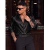 image:imageCOOFANDY Mens Silk Satin Dress Shirts Long Sleeve Shiny Button Down ShirtBlack