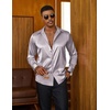 image:imageCOOFANDY Mens Silk Satin Dress Shirts Long Sleeve Shiny Button Down ShirtLight Gray