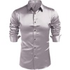 image:imageCOOFANDY Mens Silk Satin Dress Shirts Long Sleeve Shiny Button Down ShirtLight Gray