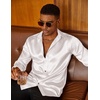 image:imageCOOFANDY Mens Silk Satin Dress Shirts Long Sleeve Shiny Button Down ShirtWhite
