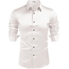 image:imageCOOFANDY Mens Silk Satin Dress Shirts Long Sleeve Shiny Button Down ShirtWhite