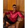 image:imageCOOFANDY Mens Silk Satin Dress Shirts Long Sleeve Shiny Button Down ShirtWine Red