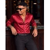 image:imageCOOFANDY Mens Silk Satin Dress Shirts Long Sleeve Shiny Button Down ShirtWine Red