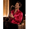 image:imageCOOFANDY Mens Silk Satin Dress Shirts Long Sleeve Shiny Button Down ShirtWine Red