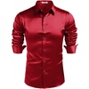 image:imageCOOFANDY Mens Silk Satin Dress Shirts Long Sleeve Shiny Button Down ShirtWine Red