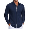 image:imageCOOFANDY Mens Dress Shirt Long Sleeve Wrinkle Free Casual Button Down ShirtNavy Blue